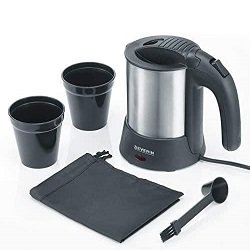 SEVERIN Juego de Hervidor de Viaje, 0,5 L, Incl. 2 Tazas de Plástico, Cuchara y Bolsa de viaje